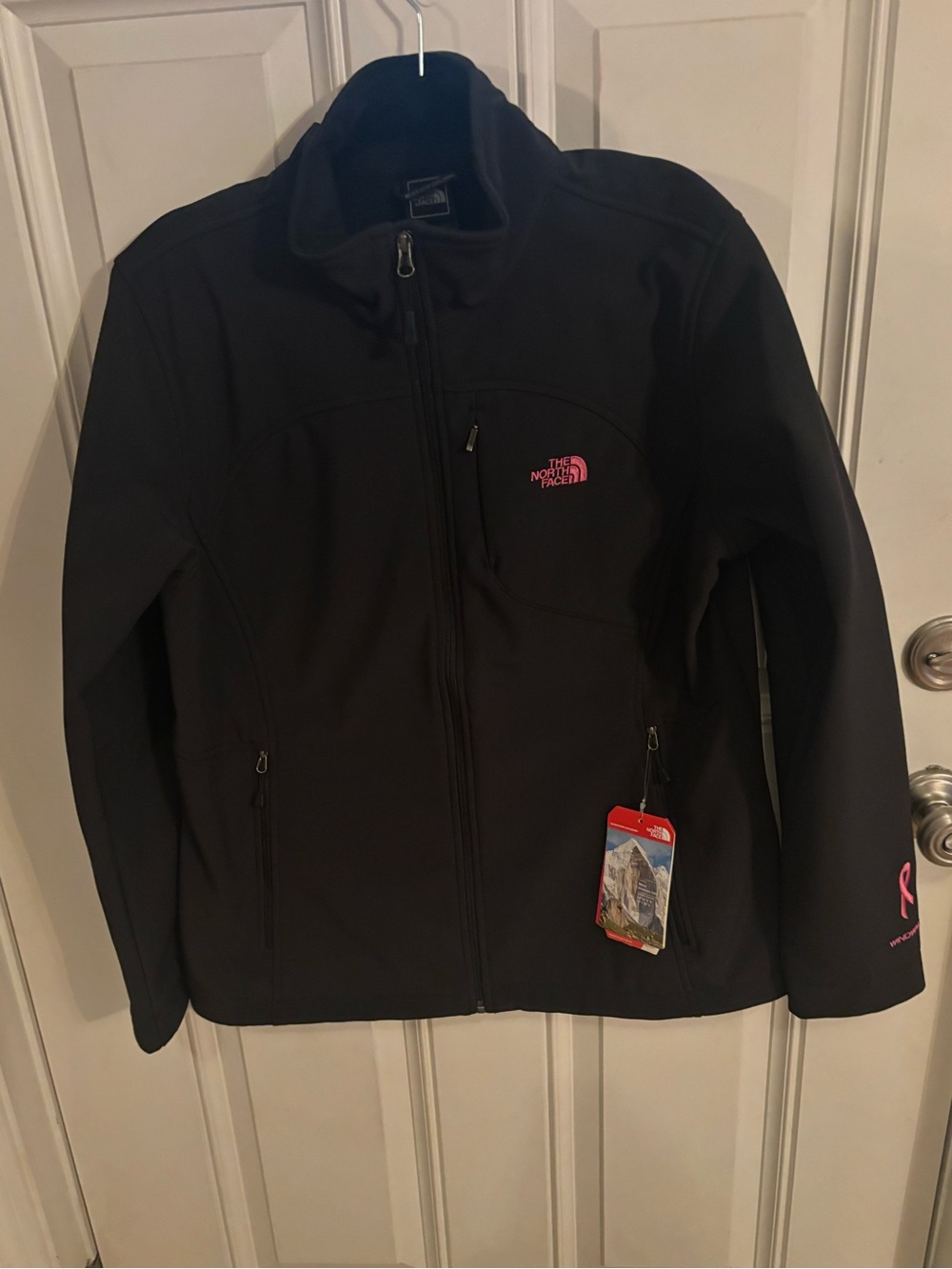 The North Face Black Jacket with Pink Logo- NWT!!  Breast cancer awareness 💕